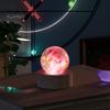 Faux Crystal Glass Balls USB Powered LED Chakra Ball with Wooden Base Ice Cracked Spheres Night Light for Meditation Home Table Decor