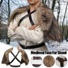 Mittelalterlicher Kunstpelz-Umhang mit Brustgurtkragen für Herren, Wikingerkrieger-Halloween-Cosplay-Kostüm, Retro-Umhang, Schulterwickel