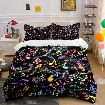 Colorful Musical Notes Pattern. Bedding Sets Duvet Cover Sets Duvet Covers Pillowcases(1 * Duvet Cover 2 * Pillowcases Without Duvet Insert)