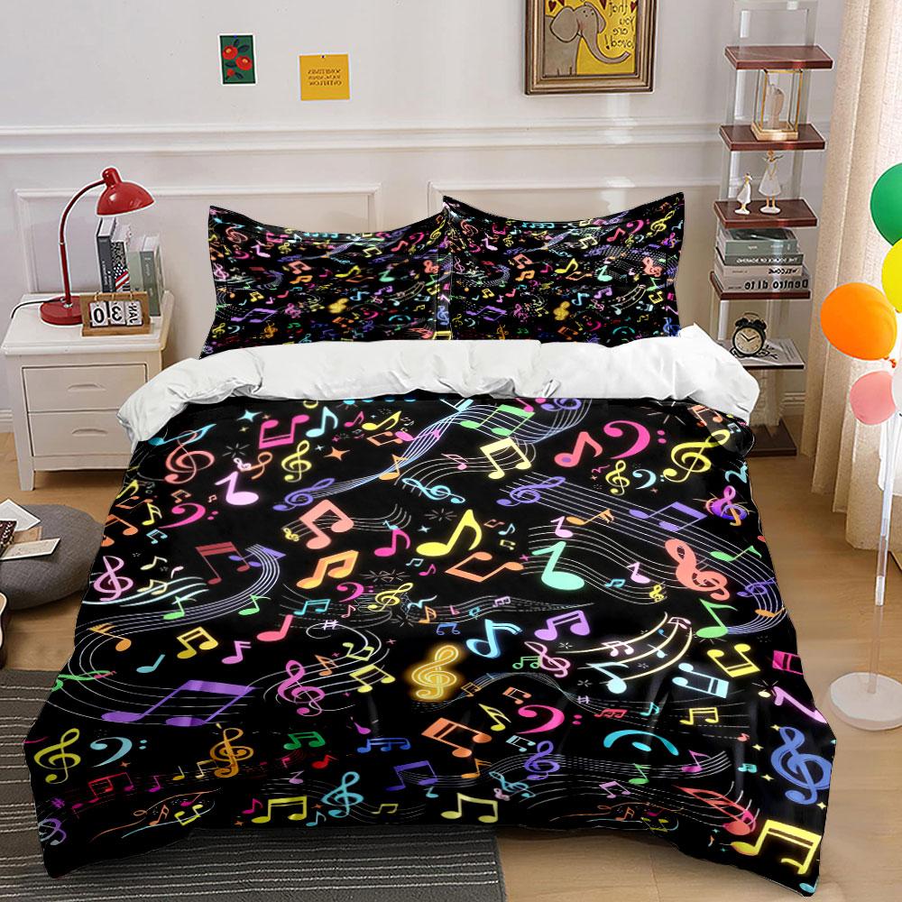 Colorful musical notes pattern. Bedding sets Duvet cover sets Duvet covers Pillowcases(1 * Duvet Cover 2 * Pillowcases without duvet insert)