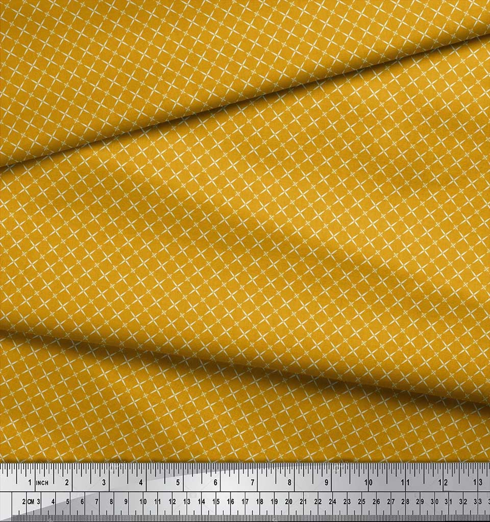 Soimoi Japan Crepe Satin Fabric Geometric Small Print Fabric by Metre 42 Inch