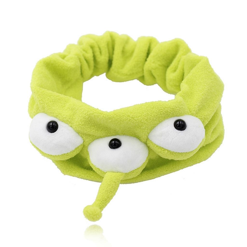 Plush Cartoon Headband Big Eye Decoration Elastic Hair Band for Sports and Makeup Face Wash 3 Eyes Headband