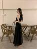 [Original practice] Neck exposed waist holiday dress women's summer new design sense waist thin sleeveless long