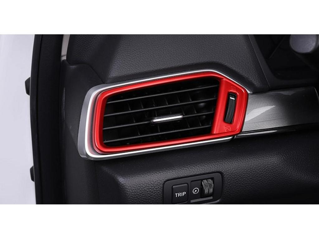 Honda Accord 18th Gen Red Interior Trim Kit: Gear Shift Frame, Armrest, Air Vent, Gear Knob, Steering Wheel.