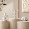 Minimalist Man Decoration 1/8Pcs 3D Printed Game Character Figure, Sitting Standing Lying Figurine, DIY Figurine Abstract White Statue, Collectible