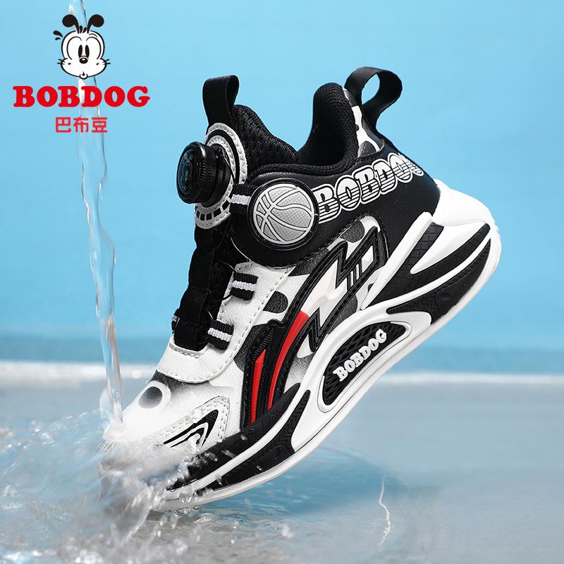 Babu Bean Classmate Boys' Sneakers 2025 New Autumn Leather Waterproof Rotary Buckle Boys' Children's Basketball Shoes