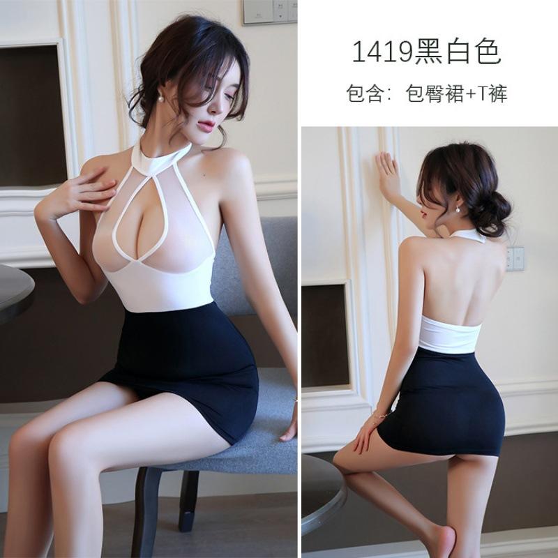 Sexy Lingerie Sexy Female Secretary Ol Hip-wrapped Uniform Cosplay Passion Suit Two-color Splicing Wholesale 1419
