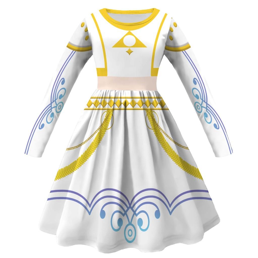 

Kids Girls Anime Cartoon POP Singer Printed Long Sleeves Dress Halloween Cosplay Costumes 110cm