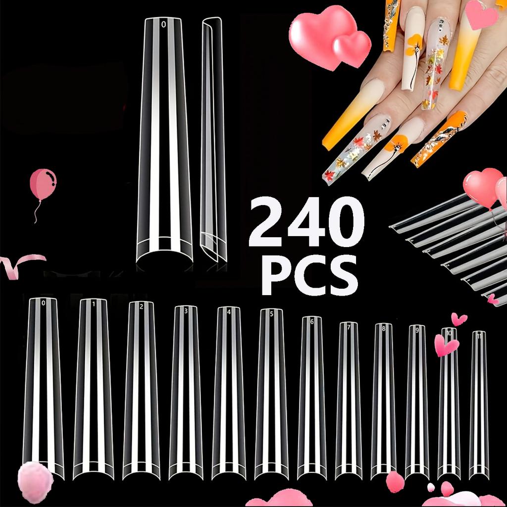 240PCS Short Almond Nail Tips Soft Gel Pre-Shaped Acrylic Nail Tips Half Matte Full Cover Nail Tips Clear Gelly Press On Nail
