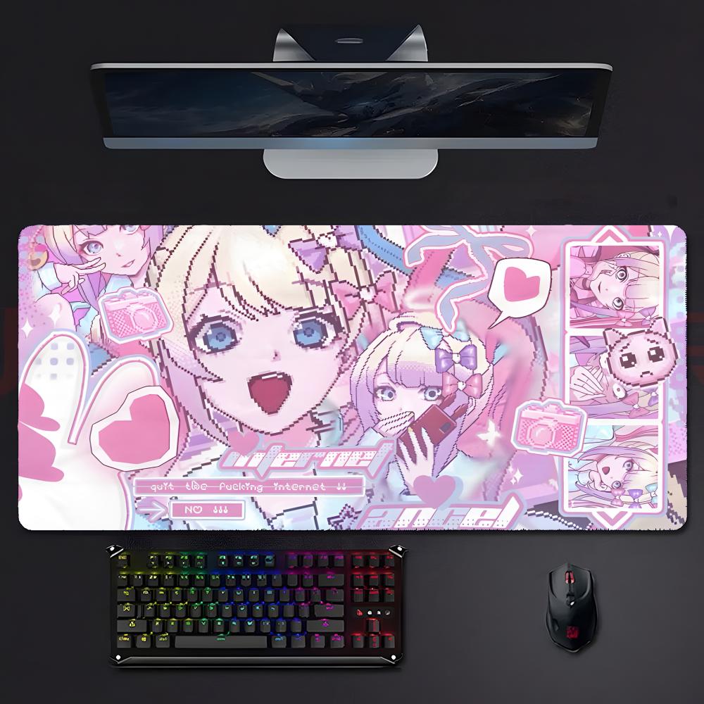 Cute Dark Game Nneedy Girl Overload Mouse Pad Large Gaming Mousepad With Stitched Edges Thickened Desk Mat Pc
