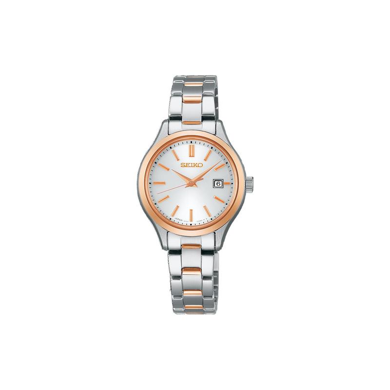 SEIKO Solar Quartz Gold-plated Steel Strap Women s Watch Silver Dial STPX096 синий