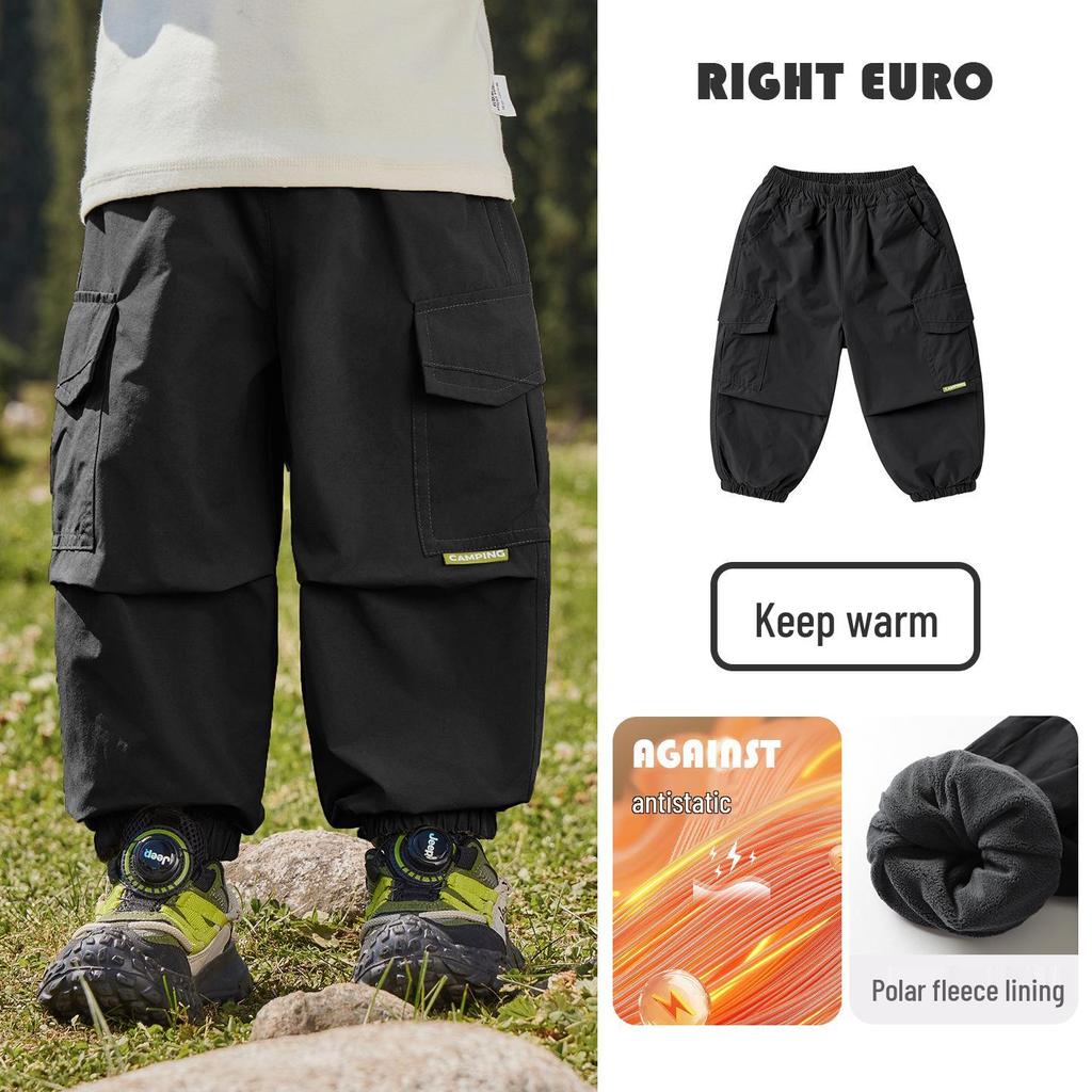 European Boy's Fleece-Lined Work Pants, Winter 2025 Children's Wear Collection