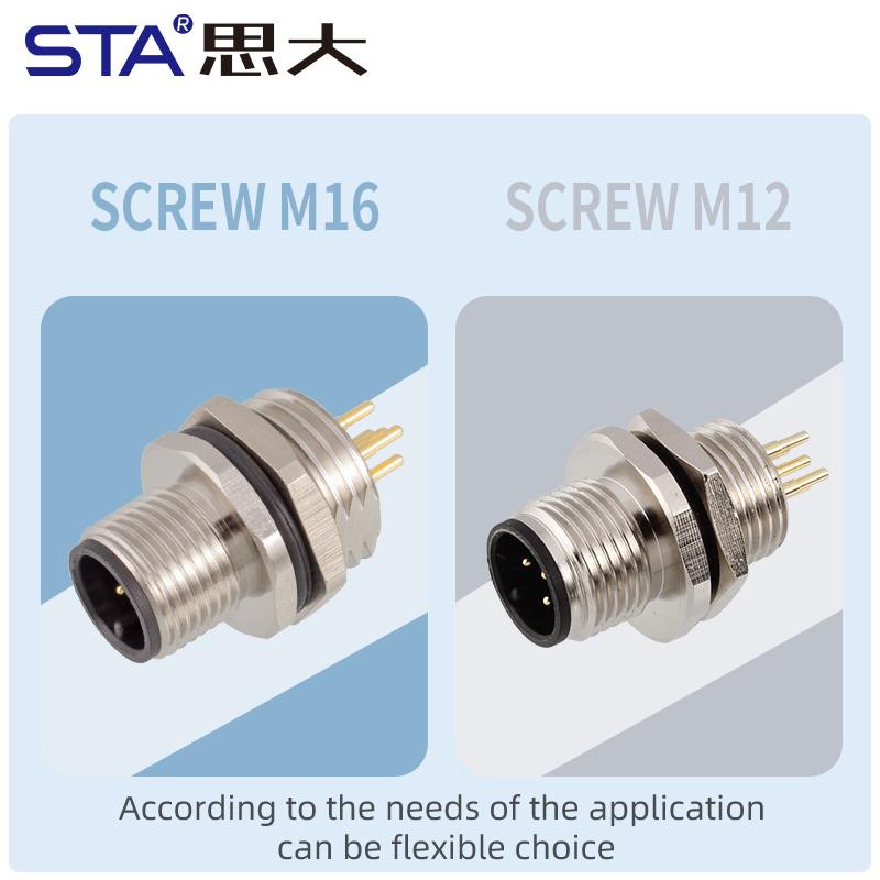 IP67 Straight M12 Connector Male Female a B C D Code 2 3 4 5 6 8 12 17Pin Front Mount M12 PCB Socket