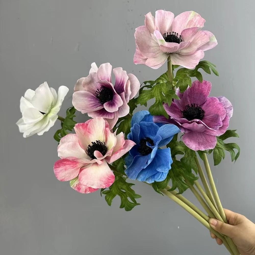 Silberner Lotusblütenzweig Künstliche Anemone Heimdekoration Simulationsblume Innenraumdekoration
