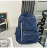 Zaino Scuola Zaino in Denim Donna Grande Capacità Versatile Casual da Pendolare Studente Borsa Scuola Monocolore Zaino in Tela Letterario Uomo
