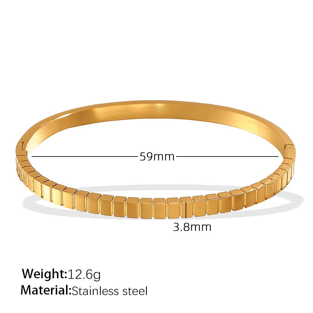 ins wind titanium steel thin square lattice stripe round diamond color gold-plated bracelet wholesale bracelet
