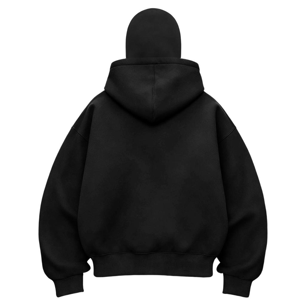 Men's Gothic Double Hooded Zip-Up Hoodie Loose Fit Trendy Streetwear