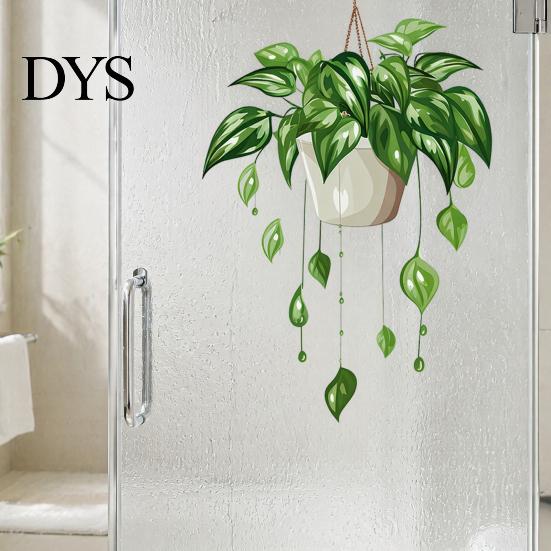 Versatile Plant Wall Decorations Watercolor Potted Stickers, PVC Waterproof Hanging Pothos/Daisy Decals, Removable Easy Peel And Stick Home
