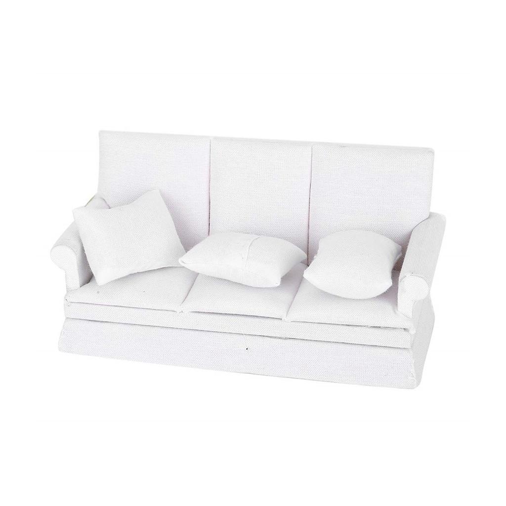 1/12 Scale Dollhouses Three-seat Miniature Couch Furniture Pretend Play for Kids Furniture Model for Dollhouses