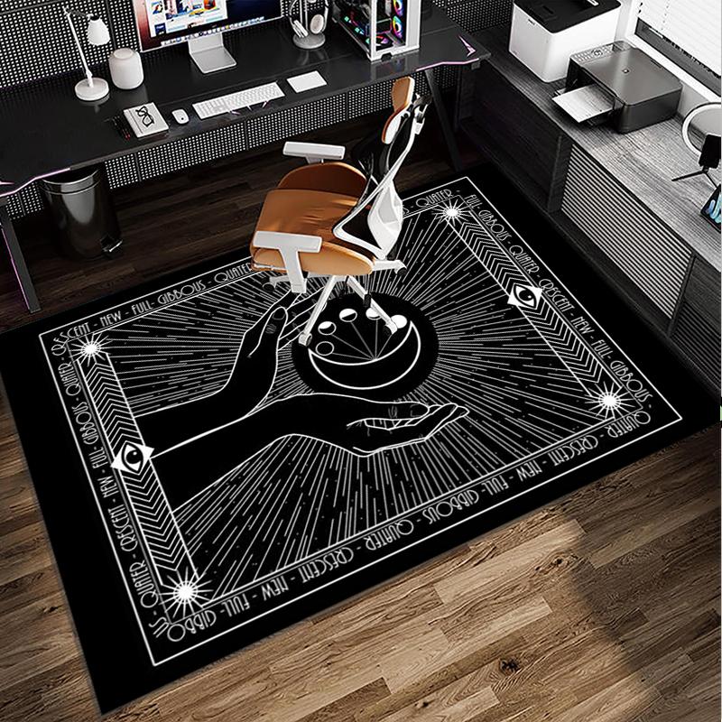 Golden Hamsa Symbol Office Rug Chair Mat, Entryway Carpet, Suitable for Front Door, Bedroom, Living Room, Desk, Holiday Gift