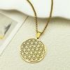 Flower of Life Stainless Steel Long Necklace for Women Men Gold Color Mandala Metatron Necklaces Jewelry Collares Para Mujer