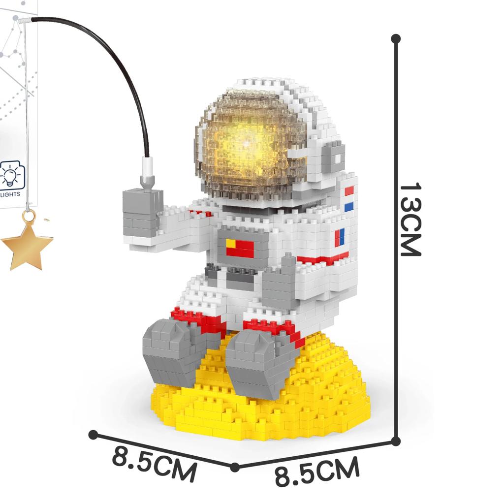 Knew Built Star Astronaut Minifigure LED Micro Mini Building Blocks Toys: Ultimate Space Enthusiast Collectible and Perfect Gift