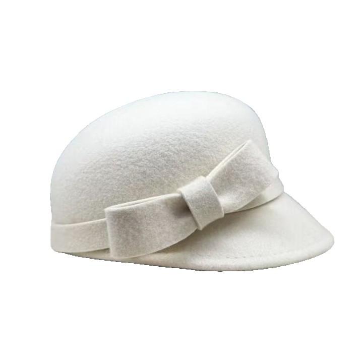Peaked cap children autumn and winter retro elegant bow woolen equestrian hat show face small fashion beret