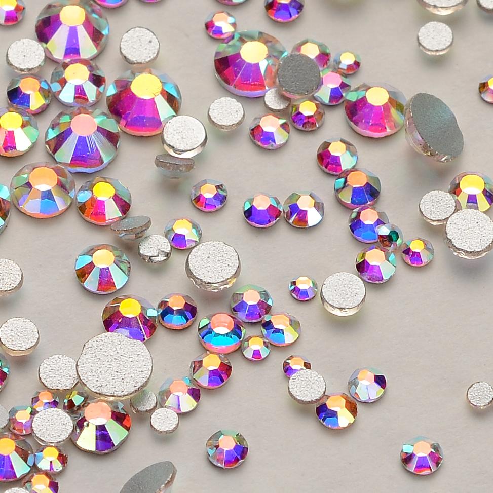Rhinestones Multi Sizes Colorful Non Hotfix Rhinestone Flat Back Nail Rhinestones for DIY Crafts