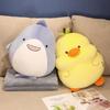 Hand-Warmer Yellow Duck Shark Plush Toy & Blanket - Cute, Soft, Insertable, Ideal for Nap Time or Air-Conditioned Rooms