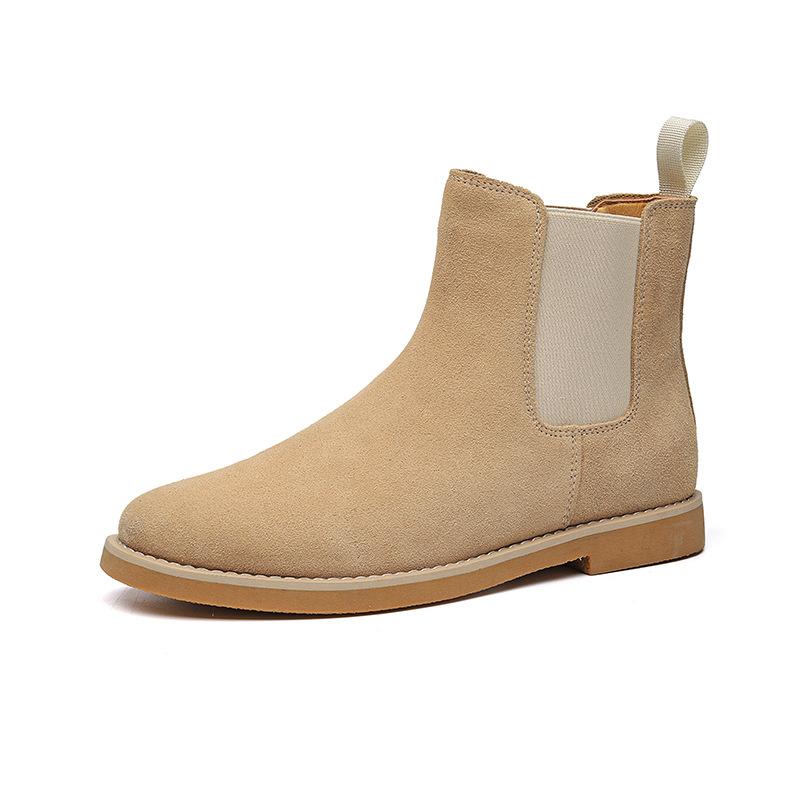 

2025 spring and autumn new flat short boots inner height increase Chelsea boots Martin bare boots men s single shoes 8223-R 44 бежевий