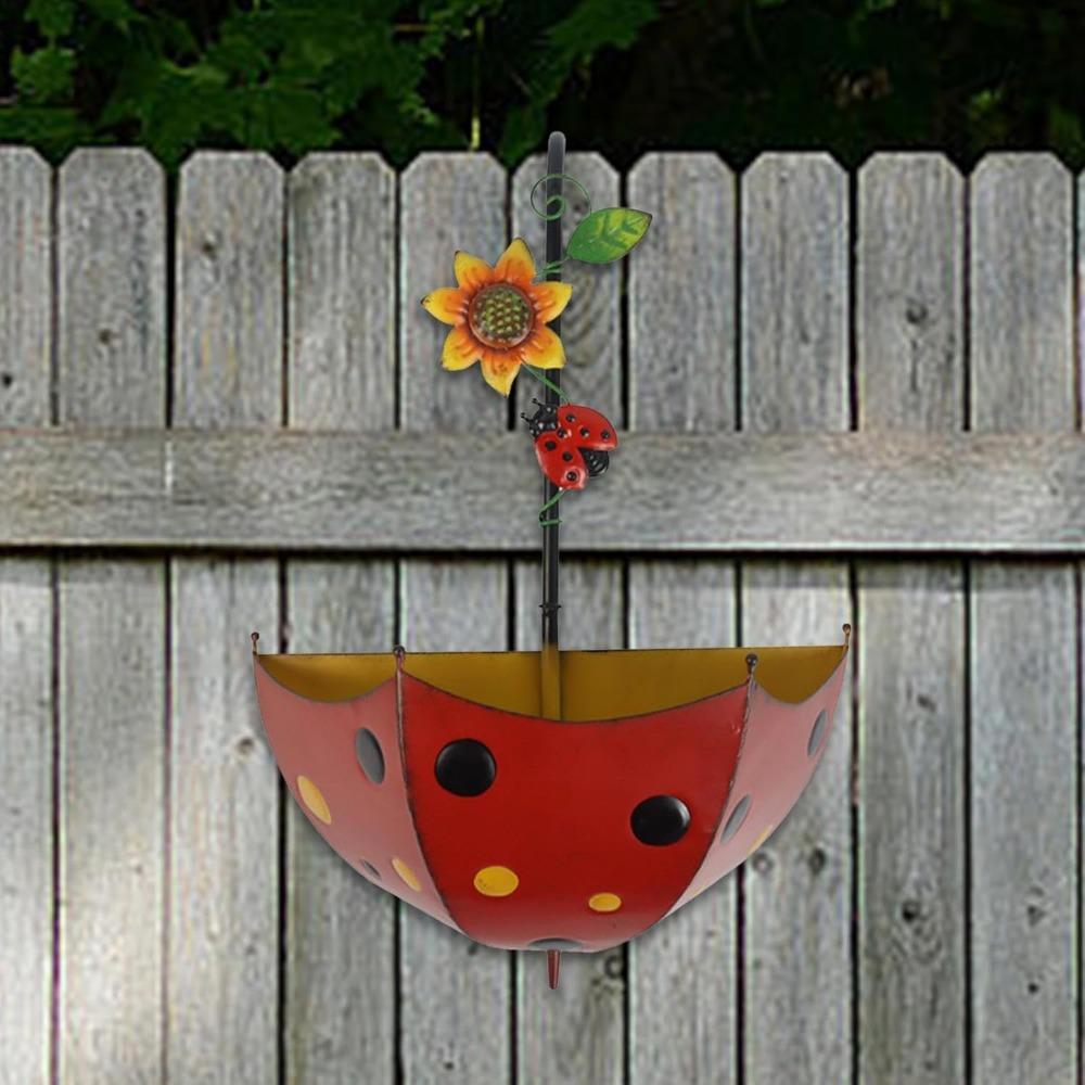 Railing Flower Pot Wall Mounted Planter Wall Mount Plant Pot Hanging Wall Planter for Outdoor Deck Fence Countryside Porch, red Ladybug