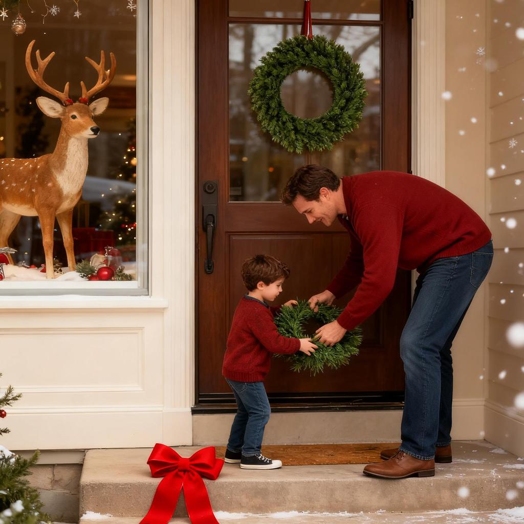 Pine Cone Wreath 3D Seasonal Decoration Artificial Winter Wreaths For Home Farmhouse Indoor Porch Christmas Parties Wall Window
