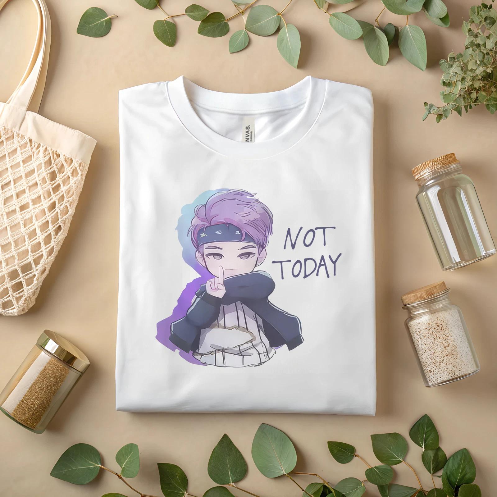 Not Today Anime T-Shirt Japanese Cartoon Graphic Tee Otaku Streetwear A20 XL