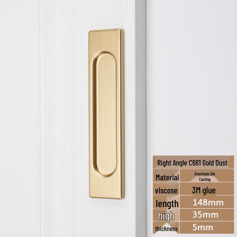 No-Drill Sliding Door Handle for Glass, Cabinet & Kitchen, Gold/Black/Gray Finish