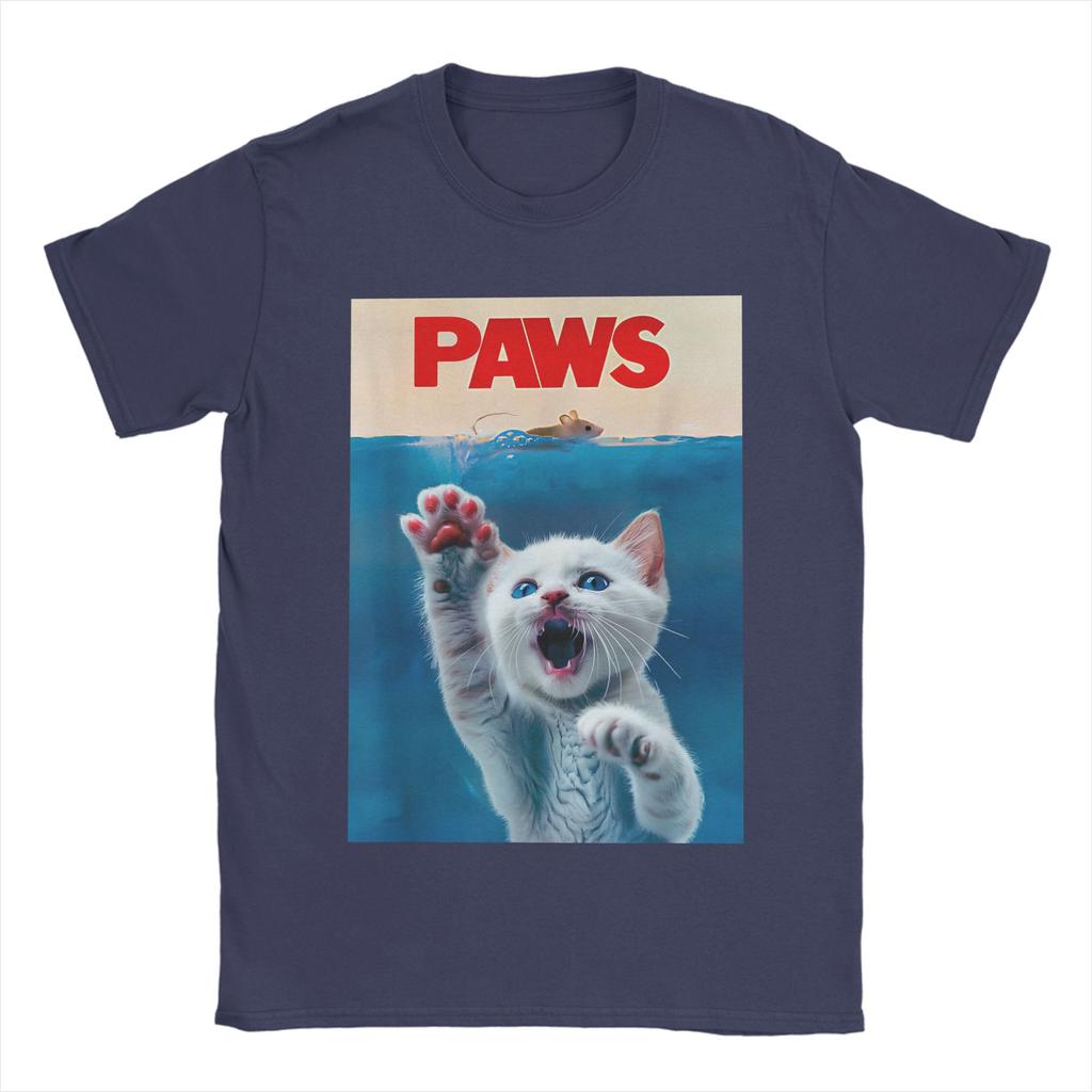 Men Women TShirt PAWS Funny Cat parody cat Lover Gift Kitten Shark Mouse meow T Shirts Summer Tee Shirt Y2K Cotton Clothes
