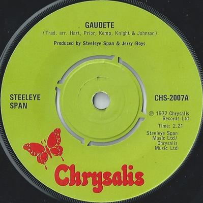 7-Zoll Schallplatte STEELEYE SPAN - Gaudete CHS2007 Chrysalis UK Rock Gebraucht