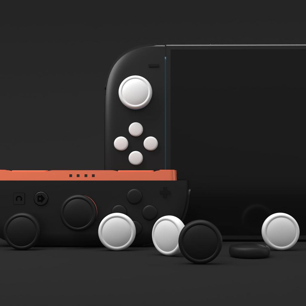 PlayVital Silicone Button Covers Thumb Grip Set for Nintendo Switch 2 Includes 8 Colorful ABXY Button Caps 4 Stick Caps & Joy-Con 2, & (White + Black)