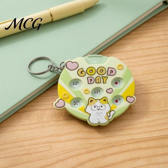 Colorful Keychain Pendant Pendant, Cartoon Macaron Patterns Key Chain with Metal Ring, Press Spin Dice Wheel Mini Games Educational Toy, Portable