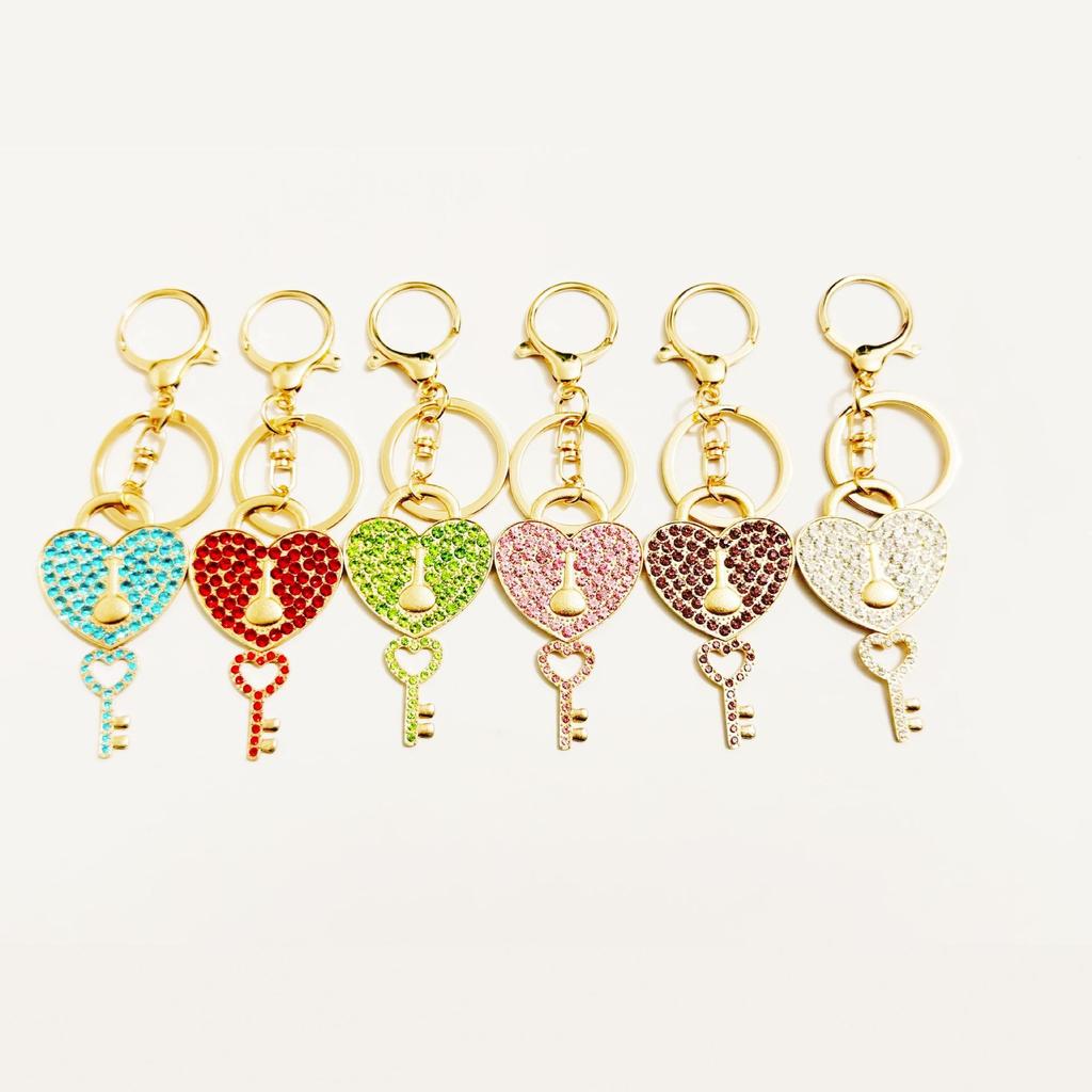 Versatile Heart Keychain Pendant with Full Diamond Design
