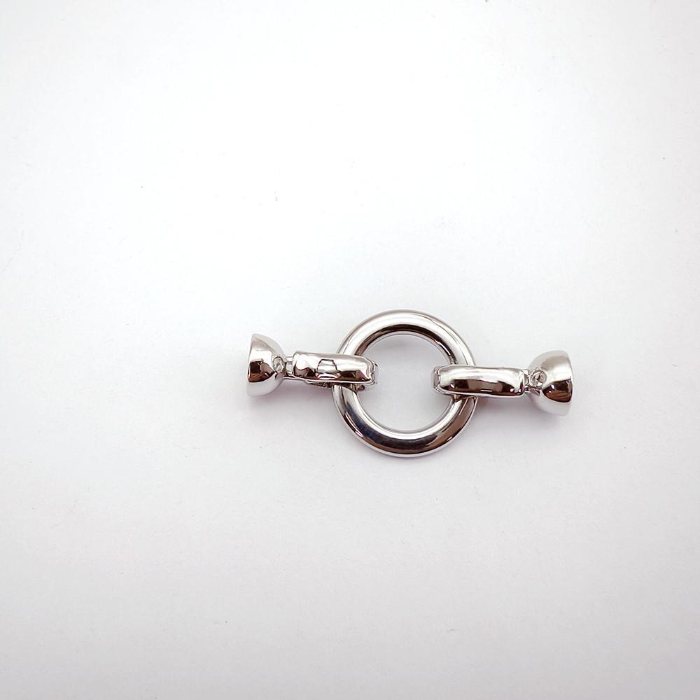 High Polish Stainless Steel Round Heart Double Clasp for Sweater Chain - Colorfast Pearl Connector
