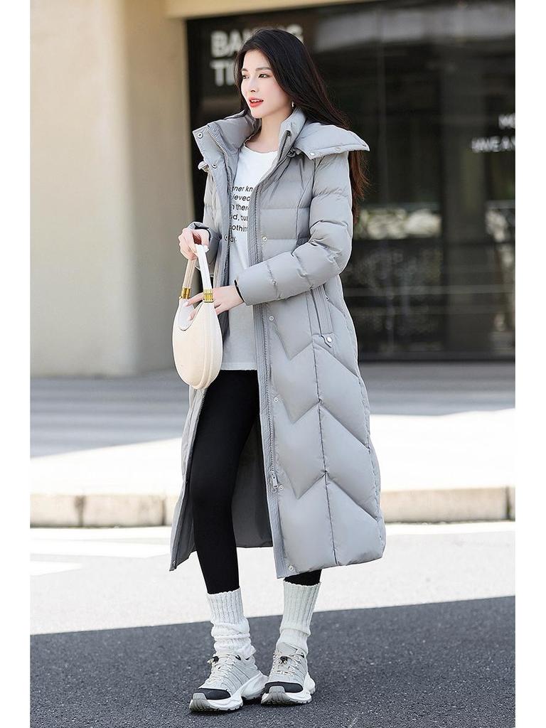 Women's 95% Duck Down Long Coat - 2025 Style Slim Fit, Waist-Cinching, Over-The-Knee, Thickened Winter Fashion Jacket