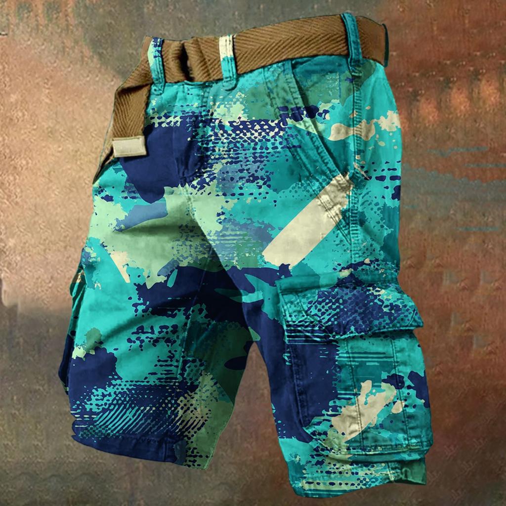 Men's Summer Loose Casual Camouflage Work Shorts, Large-sized Multi-pocket Mid-length Pants Without A Belt