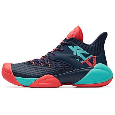 Crazy Series Synthetikleder Stoff Abriebfest Rutschfest Mid-Top Basketballschuhe Herren Sneaker Blau Rot 11931605-3