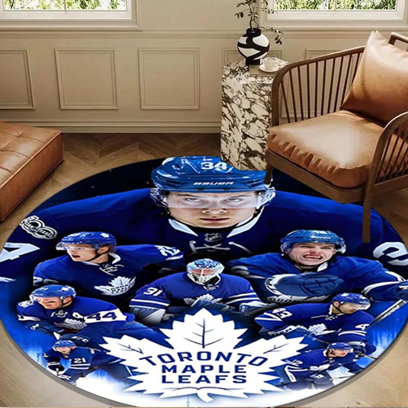 Toronto Leafs Hockey Round Rug for Livingroom,Bedroom, Palyroom, Chair Rug, Area rug, Circle Carpet, Large Size Decor Fan Christmas gift