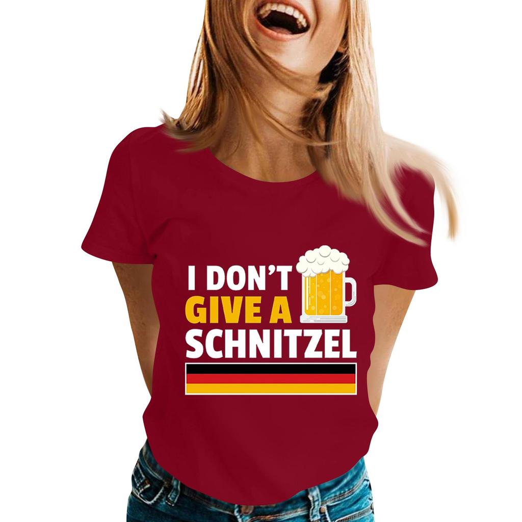 Oktoberfest Letter Print T-Shirt for Men Women, Casual Short Sleeve Tee