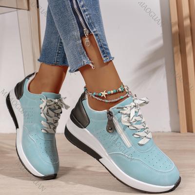 Moda Moda Koturny Sneakersy dla Kobiet Wiosna Jesień Sznurowane Platforma Buty Sportowe Kobieta Lekkie Boczne Zapięcie Casualowe Wulkanizowane Buty