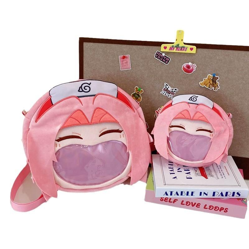 Haruno Sakura Uzumaki Naruto Cartoon Pattern Plush Backpack Cute Student Bag