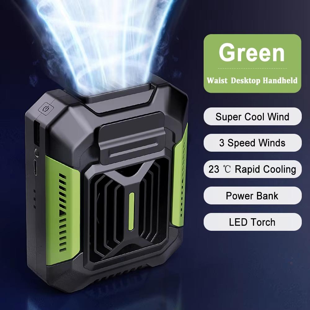 

Waist Clip Fan 4000mAh Rechargeable Belt Clip Fan Wearable Personal Fan with Portable Power Bank & Flashlight for Outdoor Works Fan
