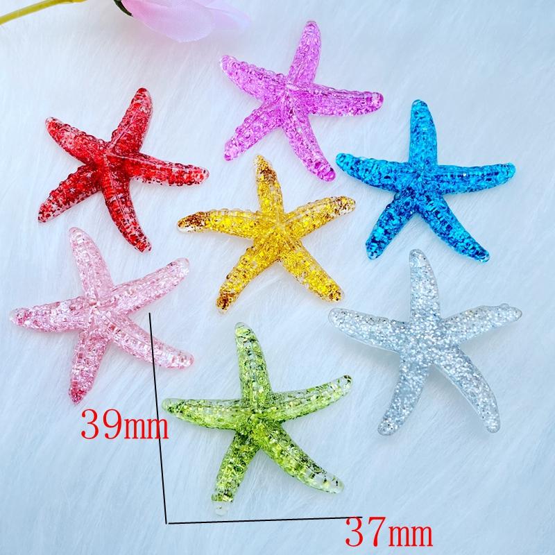 10Pcs New Cute Shining Starfish Flat Back Resin Cabochons Scrapbooking DIY Jewelry Craft Decoration Accessorie Q69