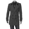 Korean Style Men's Autumn/Winter Double-Breasted Wool Coat with Shoulder Badge